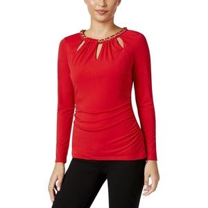 Thalia Sodi Womens Chain Cut-Out Blouse